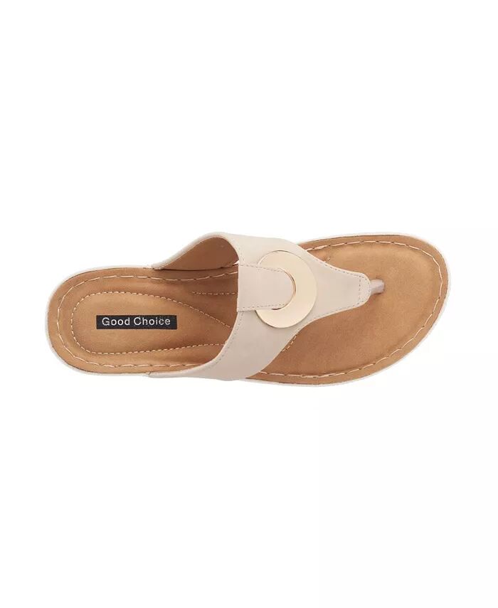 Женские босоножки Genelle Thong на танкетке GC Shoes, коричневый/бежевый — фото 4