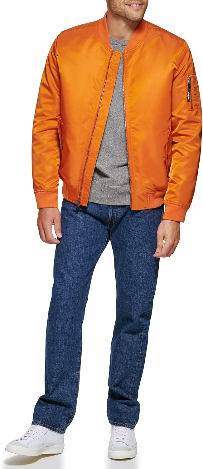 Легкая мужская куртка-бомбер Levi's MA-1 Flight на молнии, Orange Ma-1 Filled — фото 2
