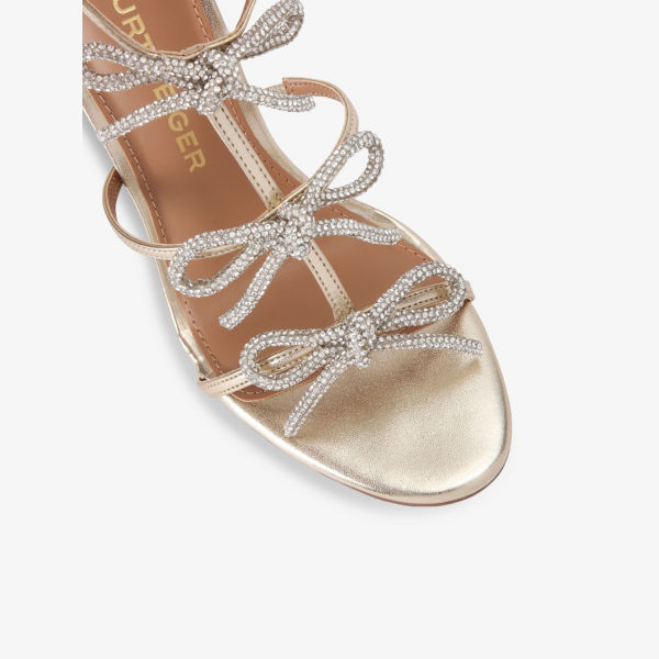 Босоножки на каблуке Kg Kurt Geiger с декоративными бантами из страз, золотой — фото 3