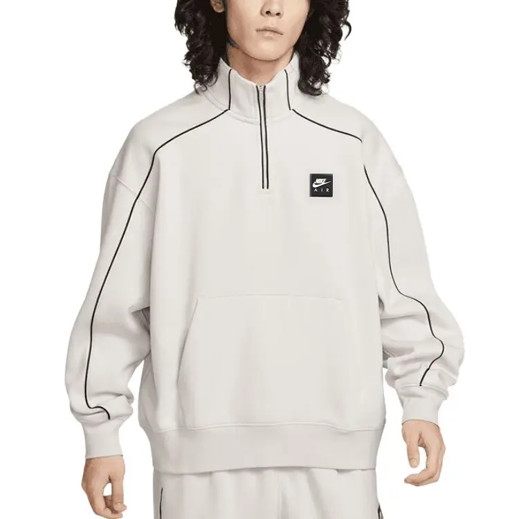 Nike Мужская толстовка Air Sweatshirts, цвет экрю, воротник-стойка, умеренный крой