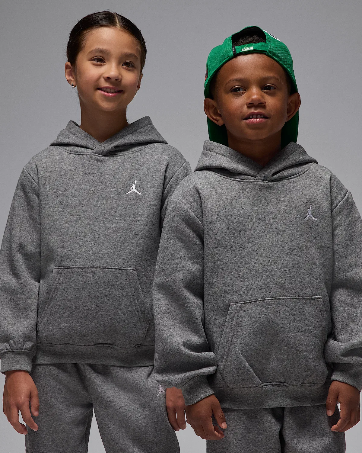Детский комплект из 2 предметов: толстовка с капюшоном Jordan Brooklyn Fleece, Carbon Heather — фото 3