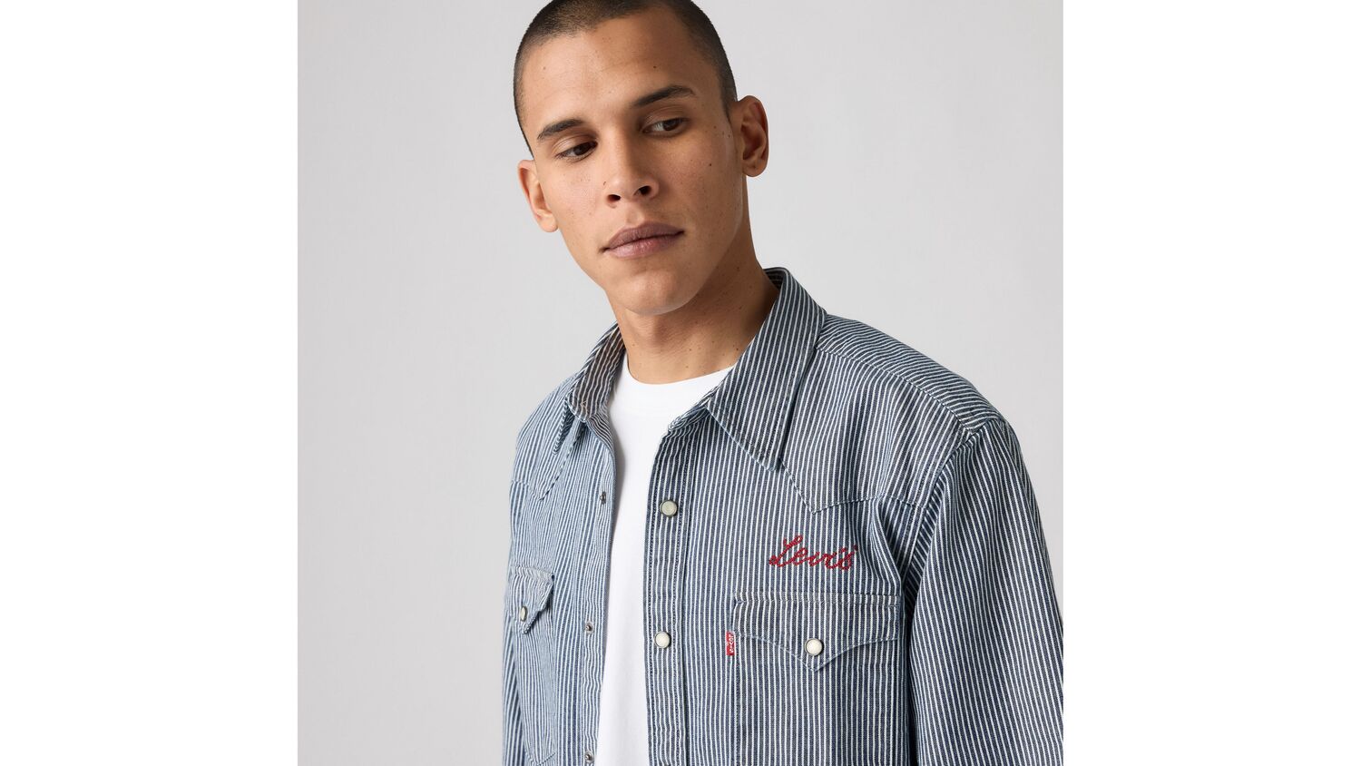 Классическая рубашка в стиле вестерн стандартного кроя Levi's, Roadtrip Stripes - Medium Wash — фото 4