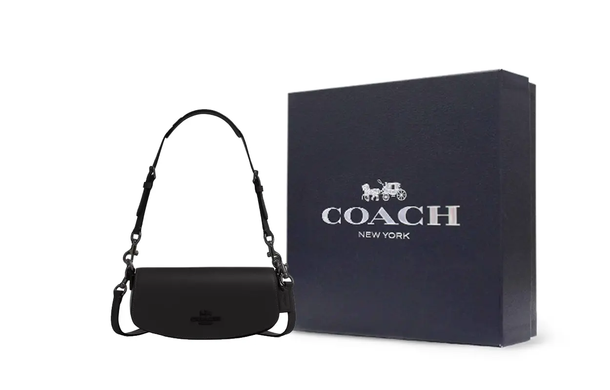 

COACH Кожаная сумка через плечо, кроссбоди, маленькая женская сумка, черная