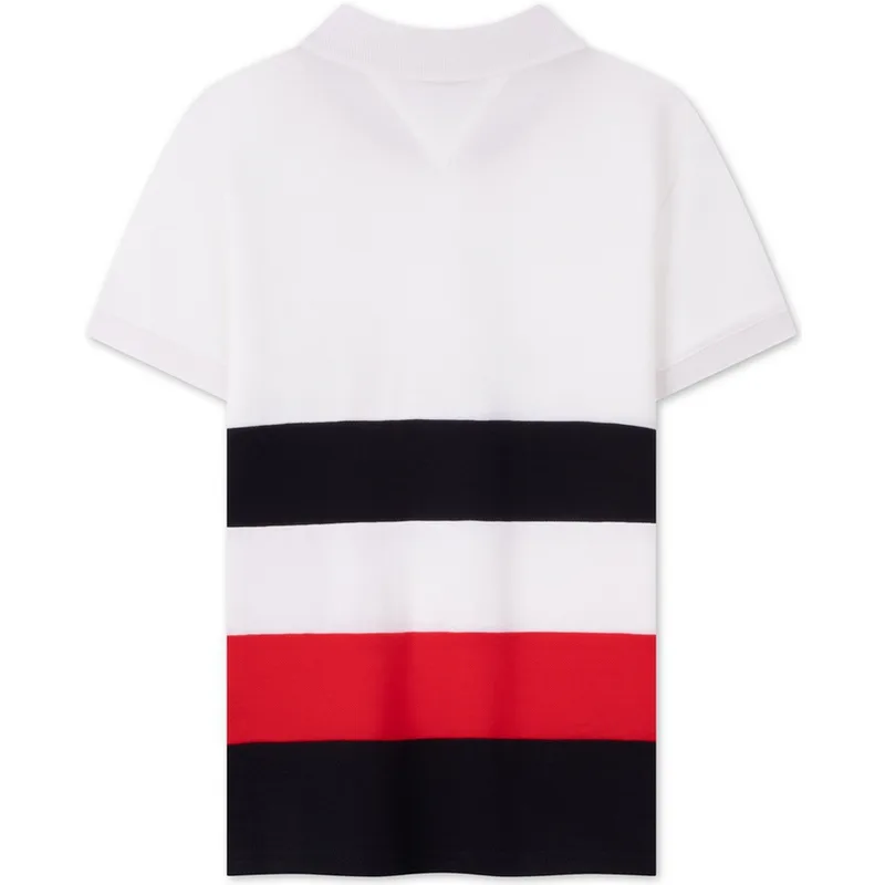 Tommy Hilfiger Футболка с полосками и надписями в стиле минимализм, черно-бело-красная, разноцветная, детская — фото 3