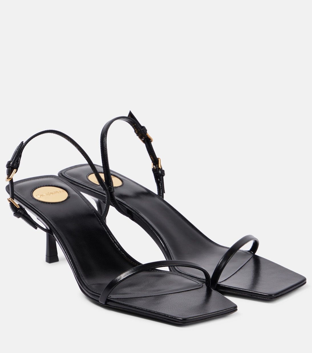 Сандалии из кожи жаккард Saint Laurent, нуар