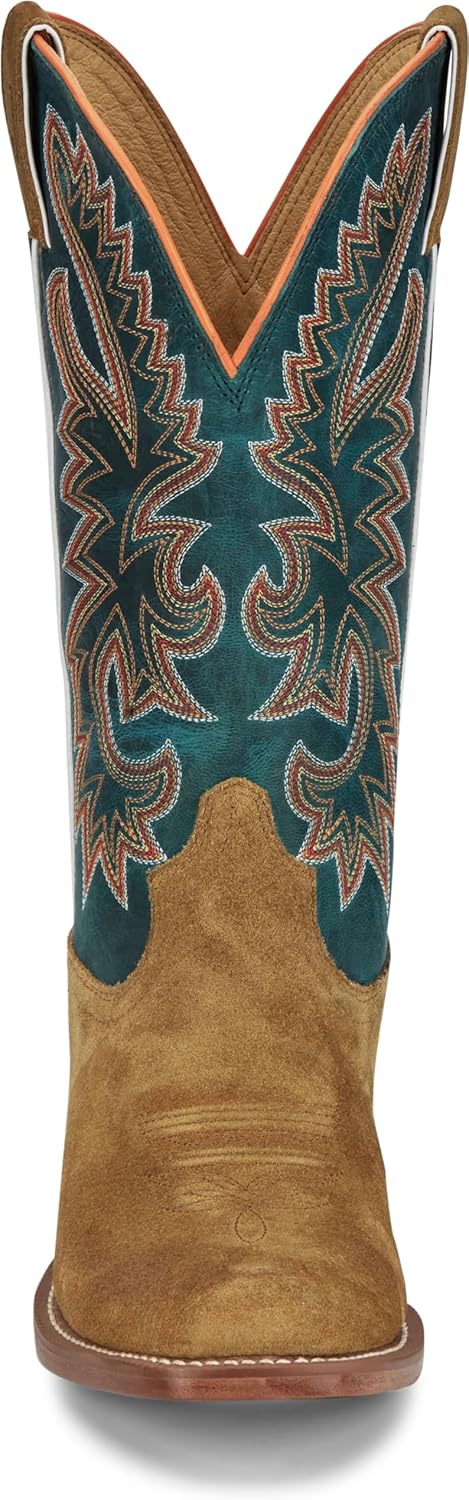 Мужские западные сапоги Justin Jimmy 13 среднего размера с квадратным носком, Wheat Suede — фото 4