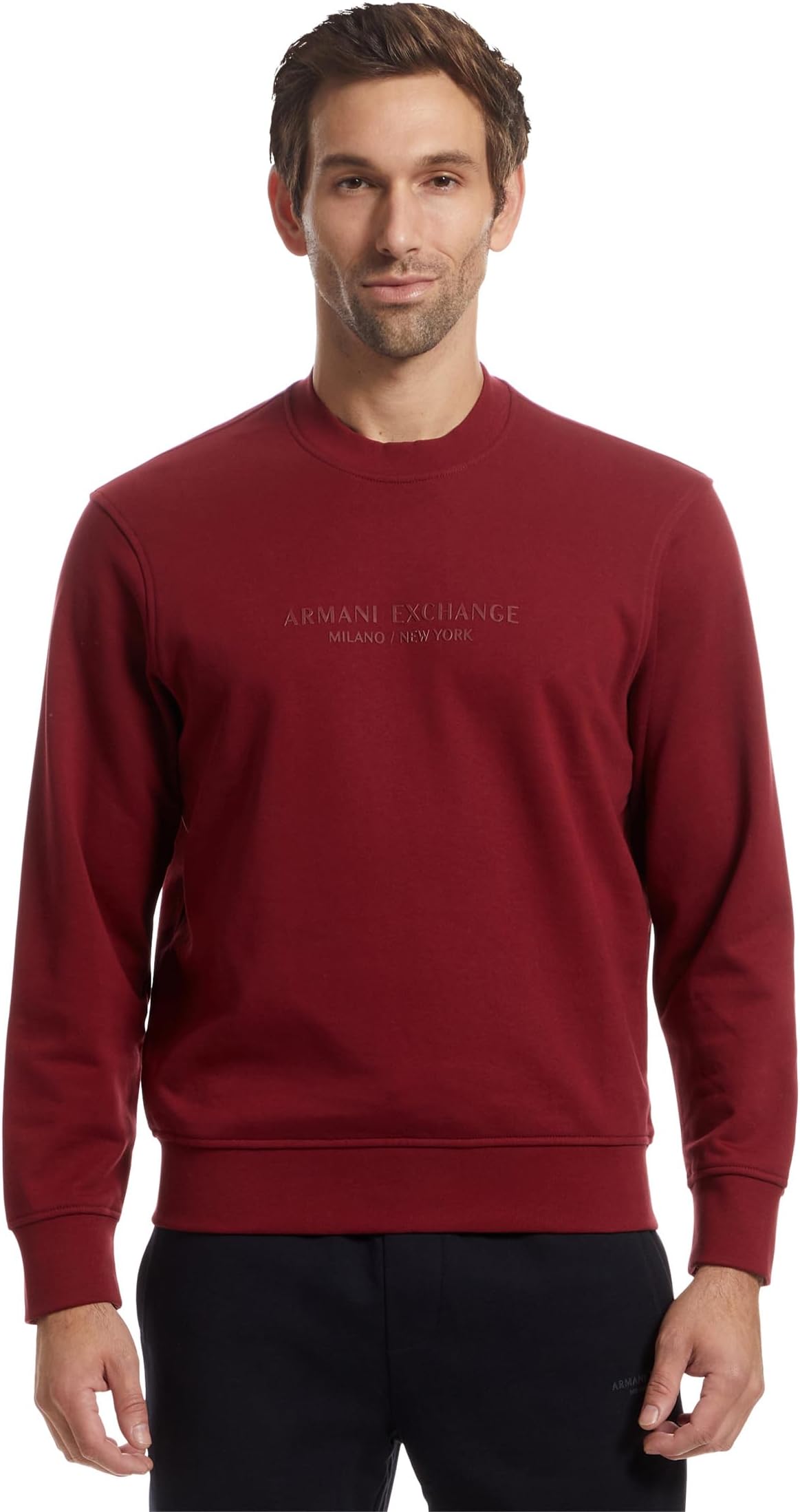 

Толстовка Armani Exchange Milano/New York Logo Pullover Sweatshirt, цвет Pomegranate