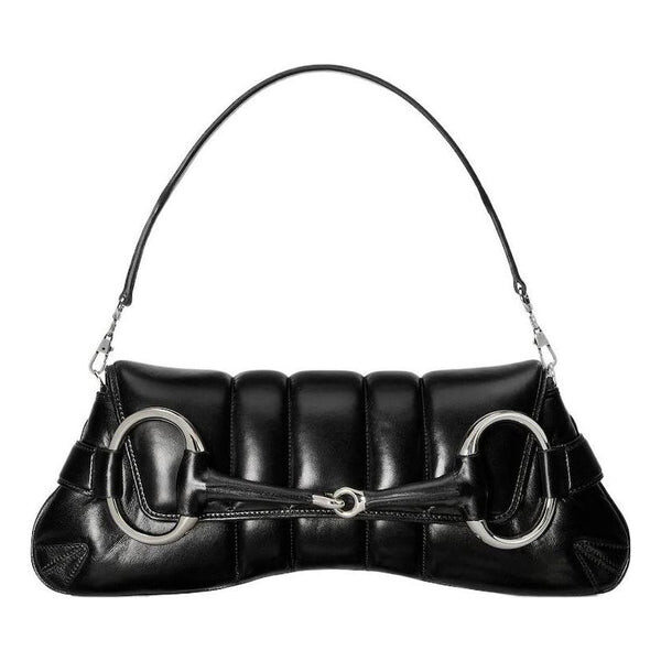 

Сумка horsebit chain medium shoulder bag 'black' Gucci, черный