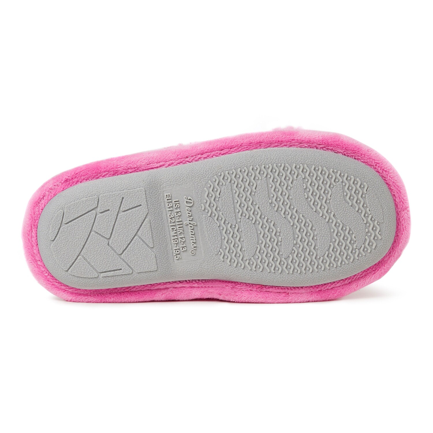 

Dearfoams Kids Ava Pile Перекрещивающиеся пушистые шлепанцы с блестками, цвет Pink Polish