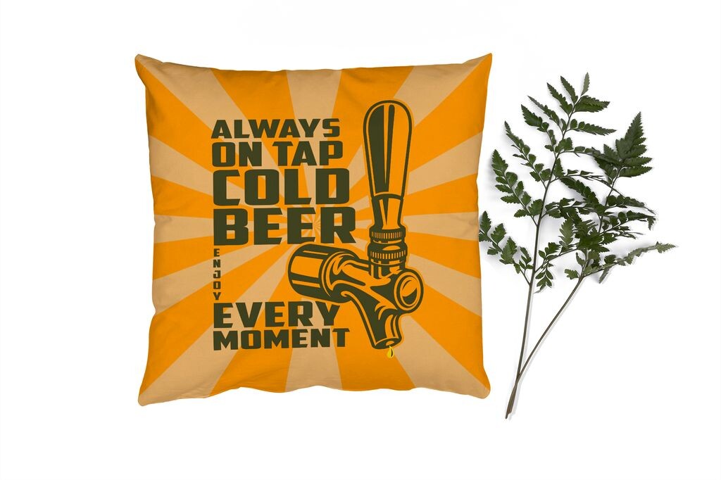

Декоративная подушка MuchoWow Диванная подушка Декоративная подушка для гостиной 60 x 60 см Mancave - Пиво - Пивной насос - Винтаж - Чехол на подушку - Хлопчатобумажная ткань - Декоративные наволочки