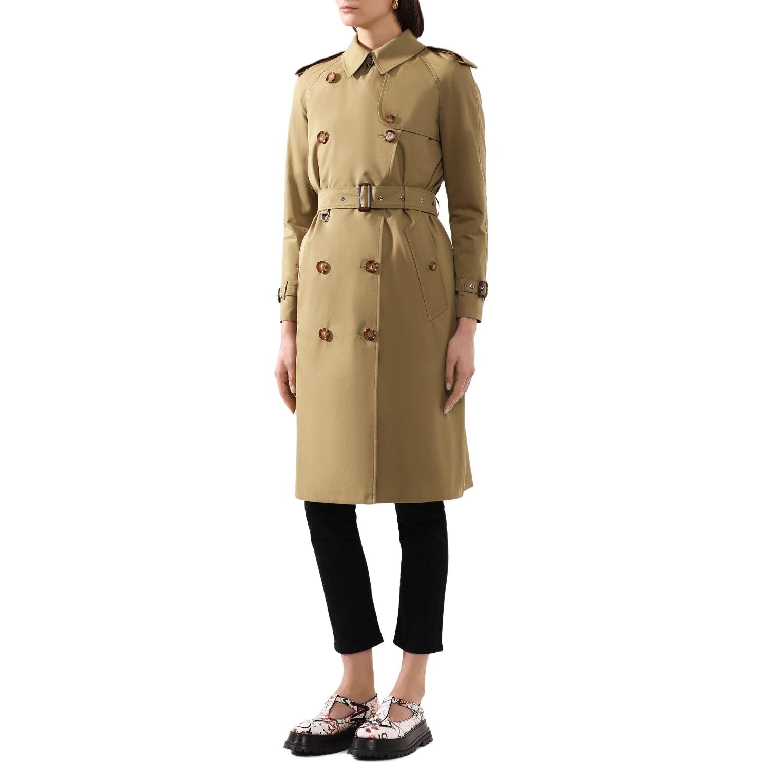 Пальто женское Burberry хаки — фото 4