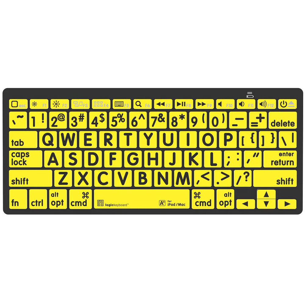 

Мини-клавиатура Logickeyboard Bluetooth с крупным шрифтом (черный на желтом, американский английский)