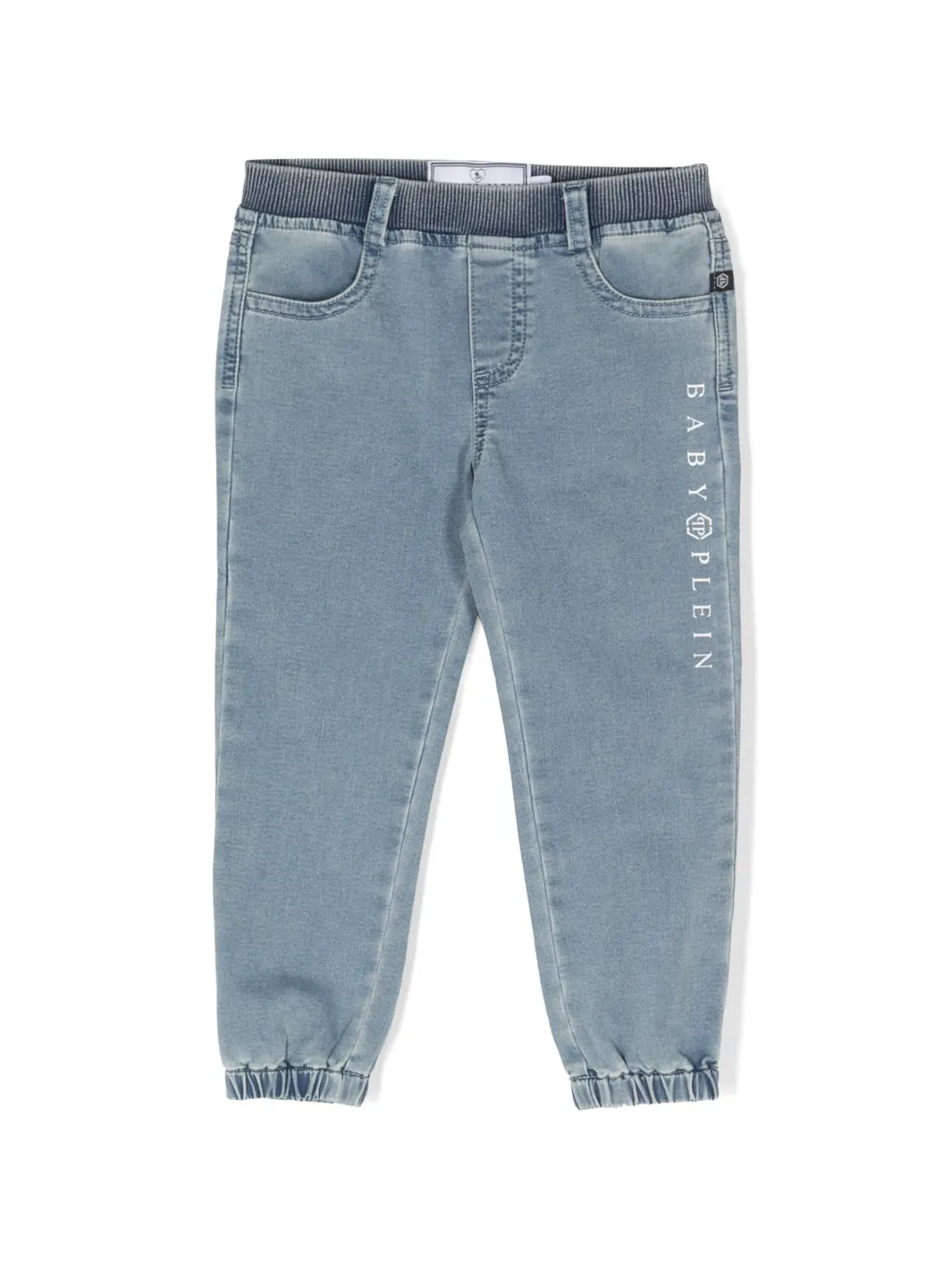 

Джинсы в рубчик с логотипом Philipp Plein Junior, синий