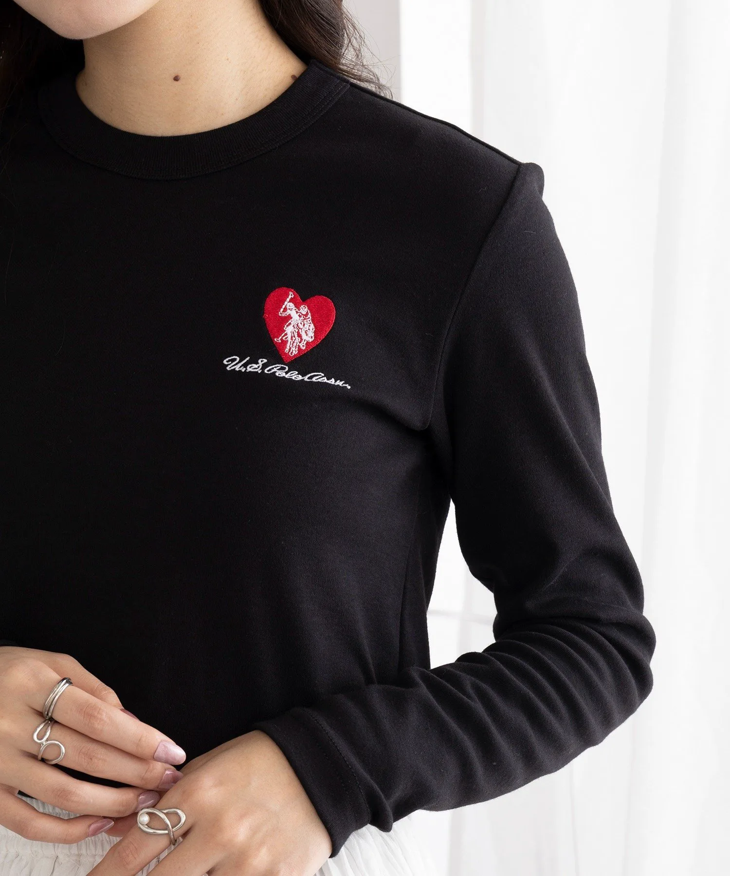 Футболка с длинным рукавом и вышивкой в виде сердца от US POLO ASSN./Beauty Smooth. U.S. Polo Assn., BLK