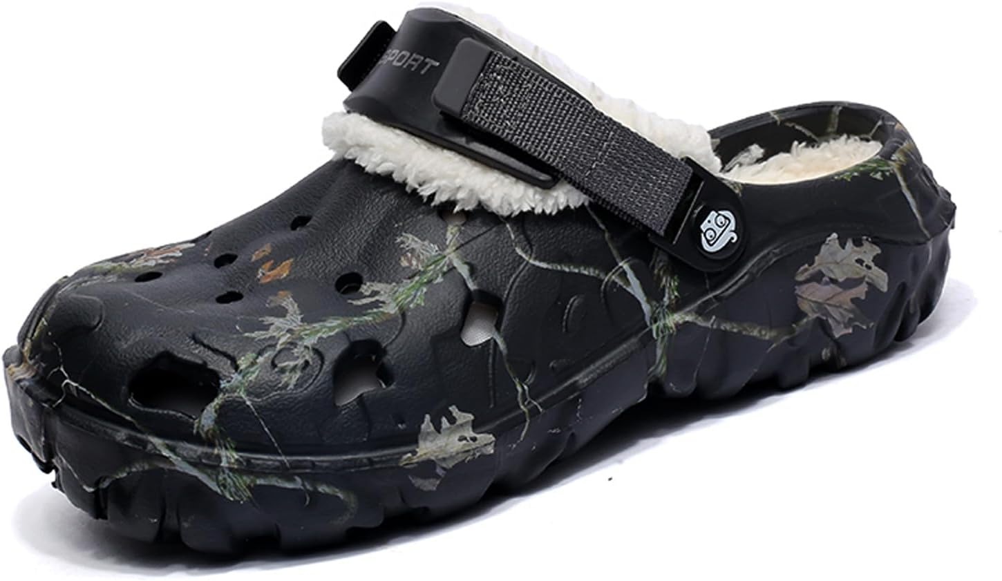 

Домашние тапочки FLIOZY для мужчин, удобные зимние туфли для дома, противоскользящие садовые туфли с съемной плюшевой подкладкой, обувь без застежек с меховой подкладкой и комфортом, черный