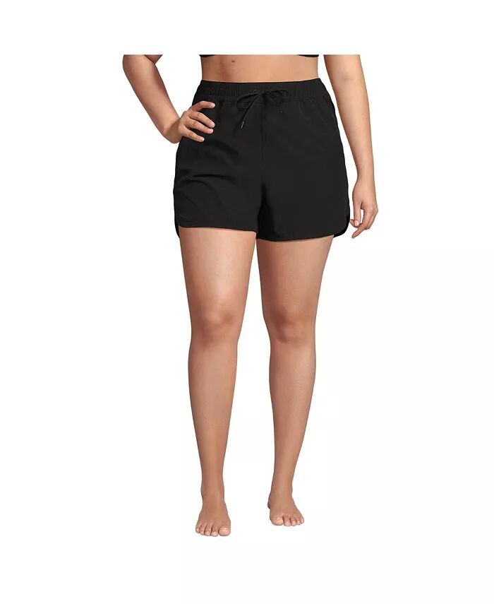 

Женские шорты для плавания Plus Size 3" Packable Cover-up Lands' End, черный