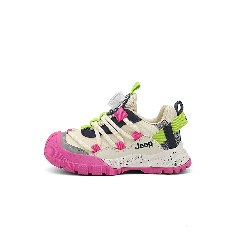 Детские повседневные кроссовки Anti kick Jeep, Ivory White/Fuchsia (Fall Winter Leather)