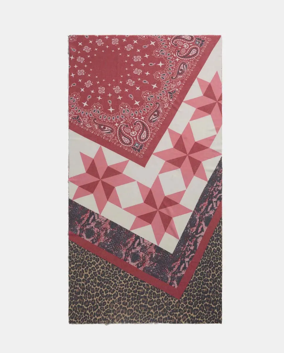 

Шарф из полиэстера и вискозы с комбинированным принтом Codello, красный