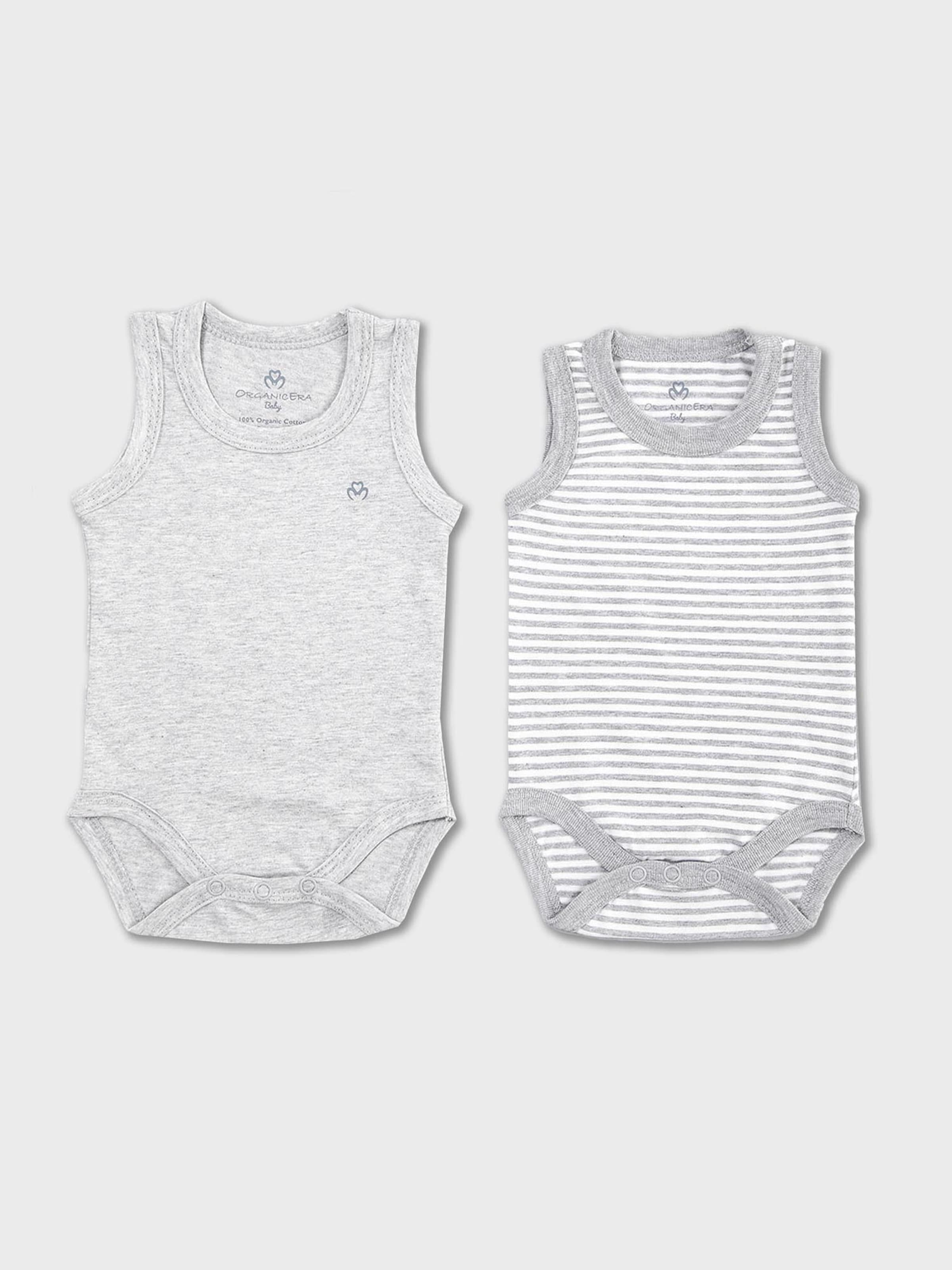 OrganicEra Комбинезон/боди 'Organic Newborn Baby Sleeveless Bodysuit, 2 pcs Set' в сером цвете — фото 2