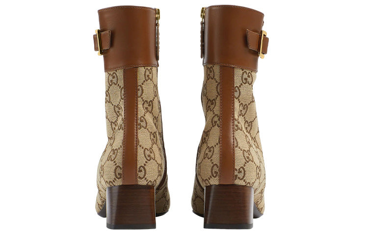 Ботинки (WMNS) Gucci Ankle boots with GG monogram 'Brown Beige' 700023-21HH0-2582 — фото 3