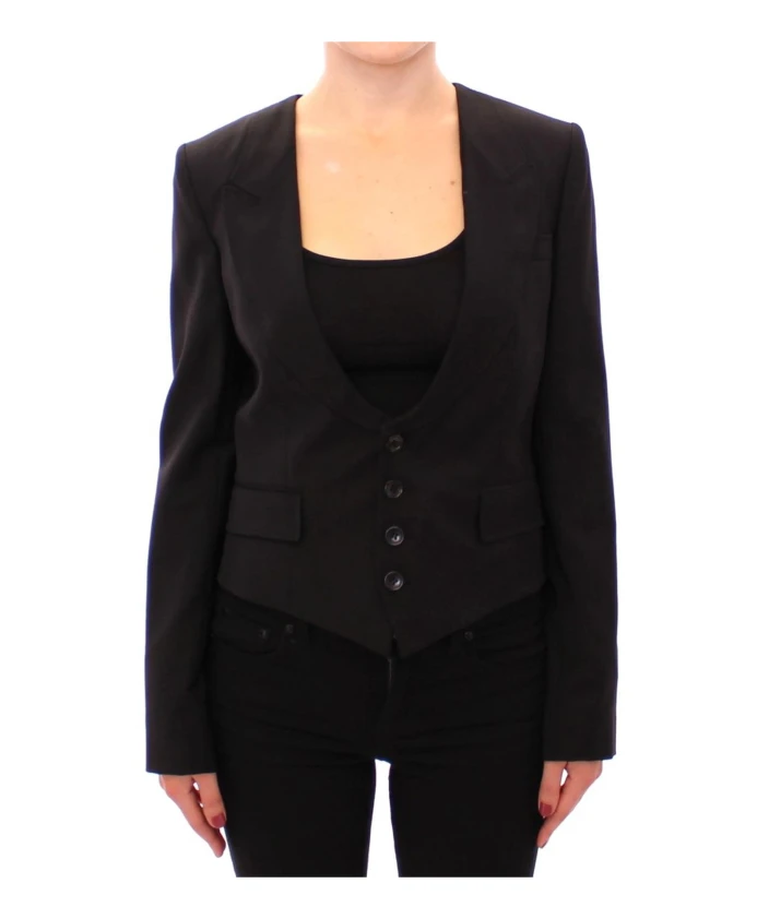 

Блейзер из смесового шелка с принтом в виде шарфа Dolce & Gabbana, черный