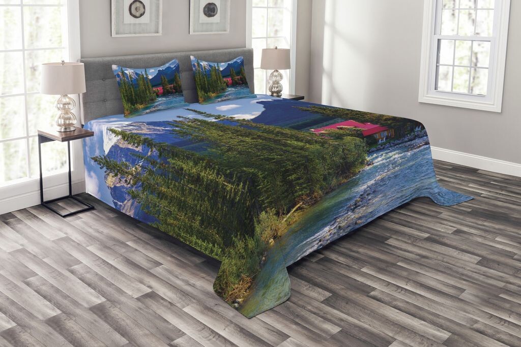 

Комплект покрывала ABAKUHAUS River, Lake Louise Banff Village, комплект с моющимися наволочками, для односпальных кроватей 264 x 220 см, зеленая бирюза