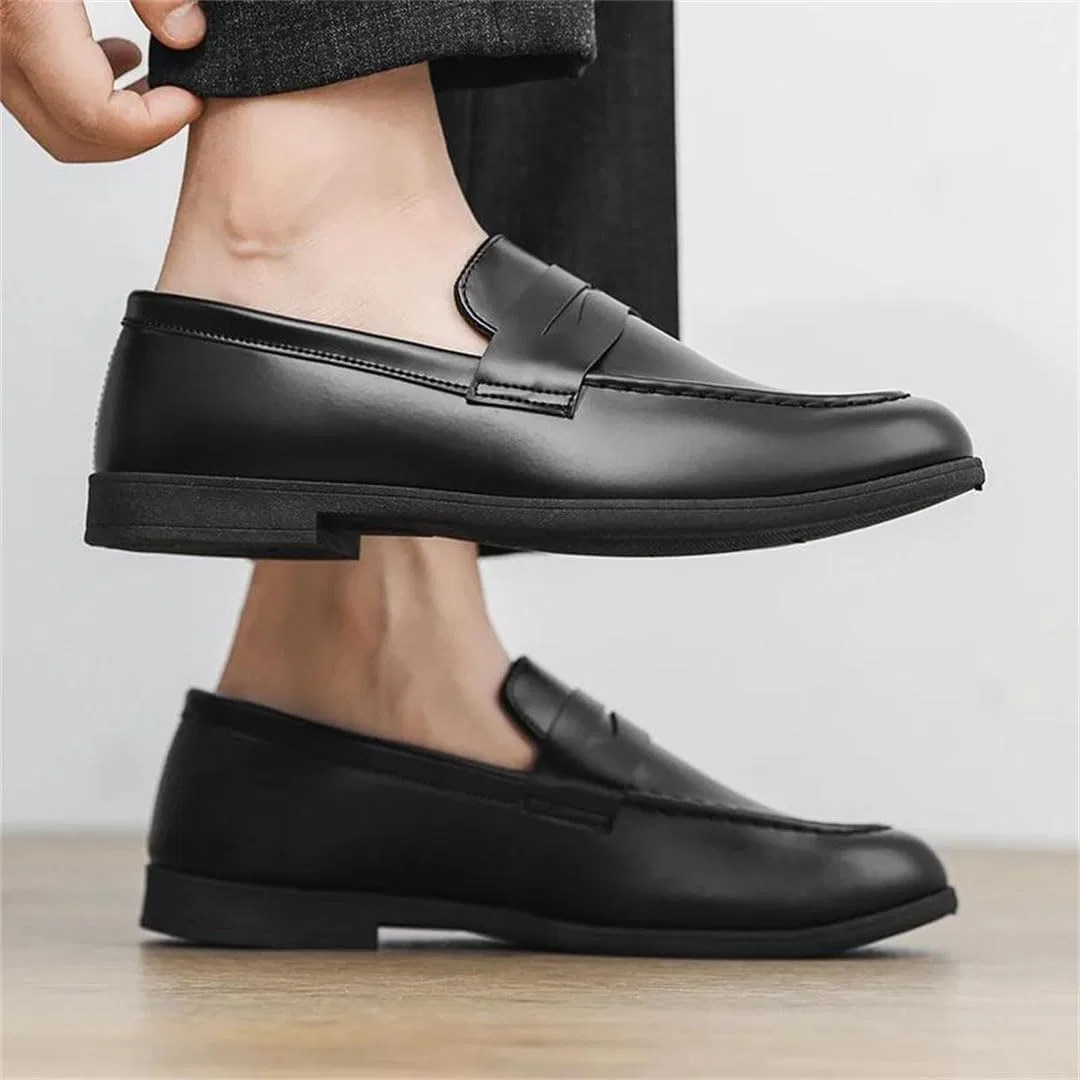 Лоферы кожаные Men Leather Loafers, Dark Blue — фото 2