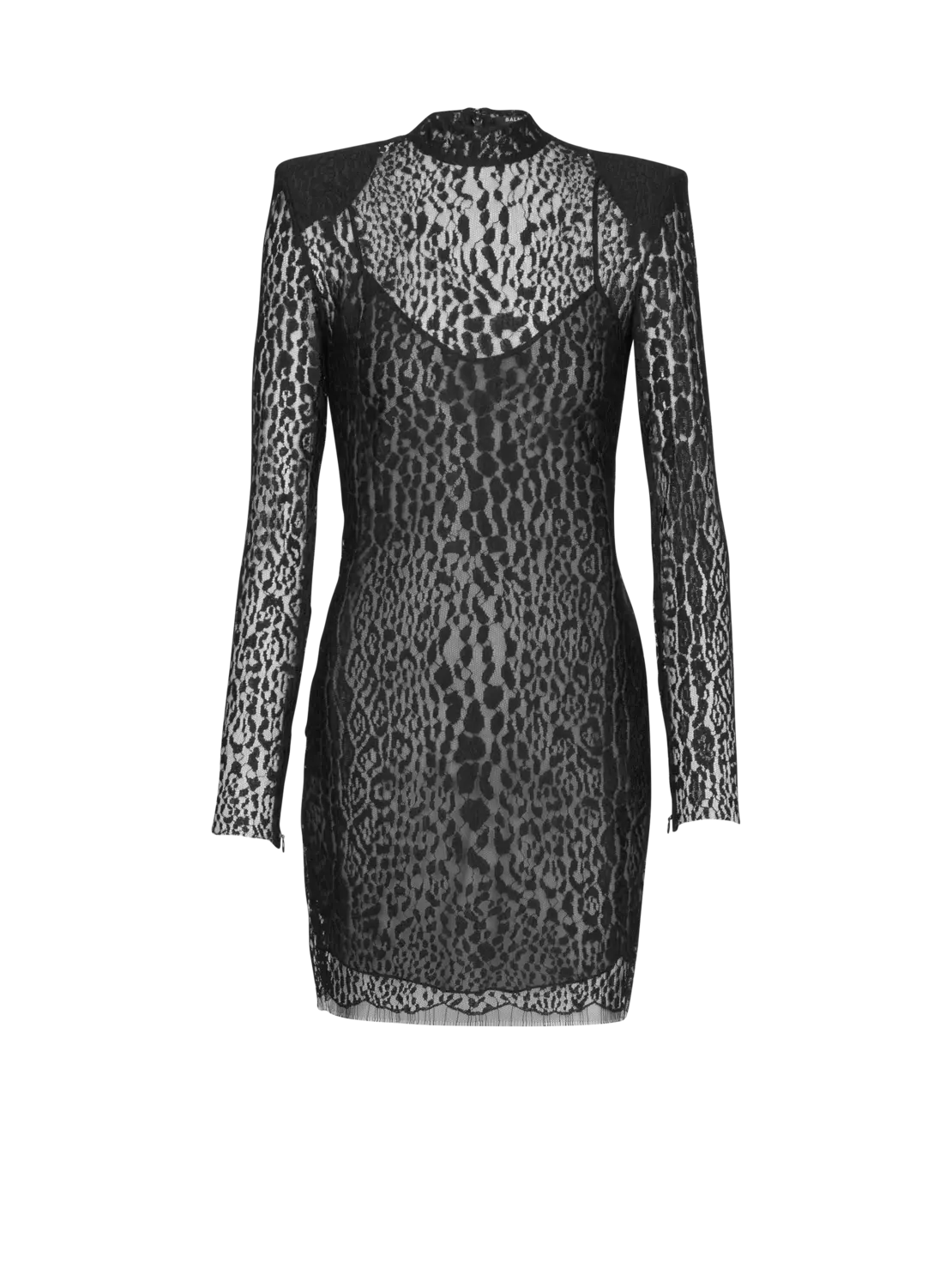 

Облегающее платье из кружева с леопардовым узором Balmain, черный