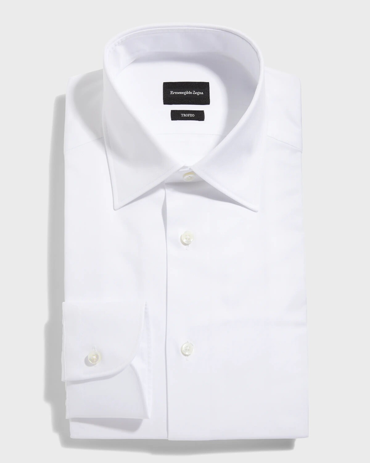

Мужская однотонная классическая рубашка стандартного кроя Trofeo ZEGNA, цвет White