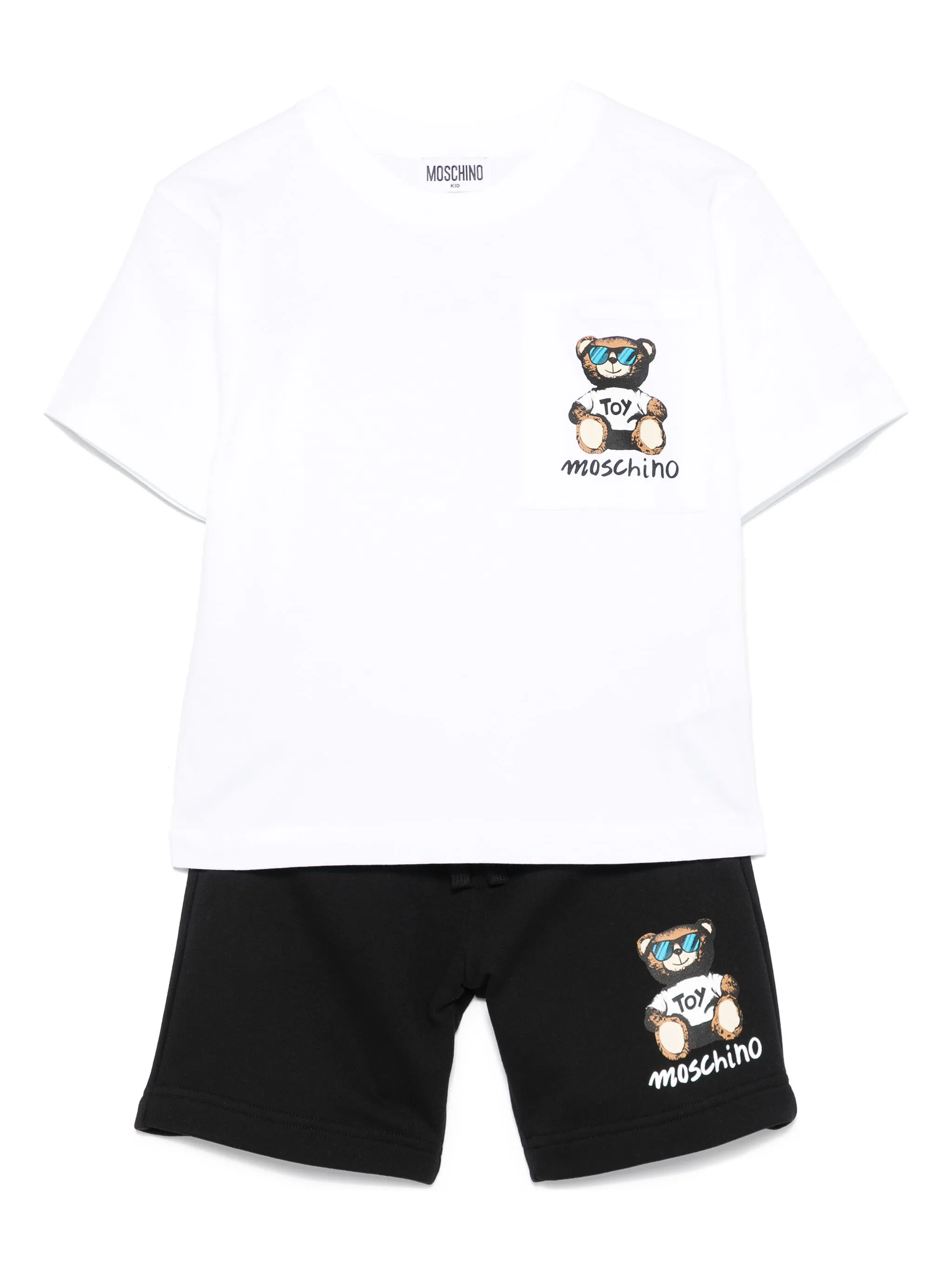 

Комплект Teddy Bear из футболки и шортов Moschino Kids, белый