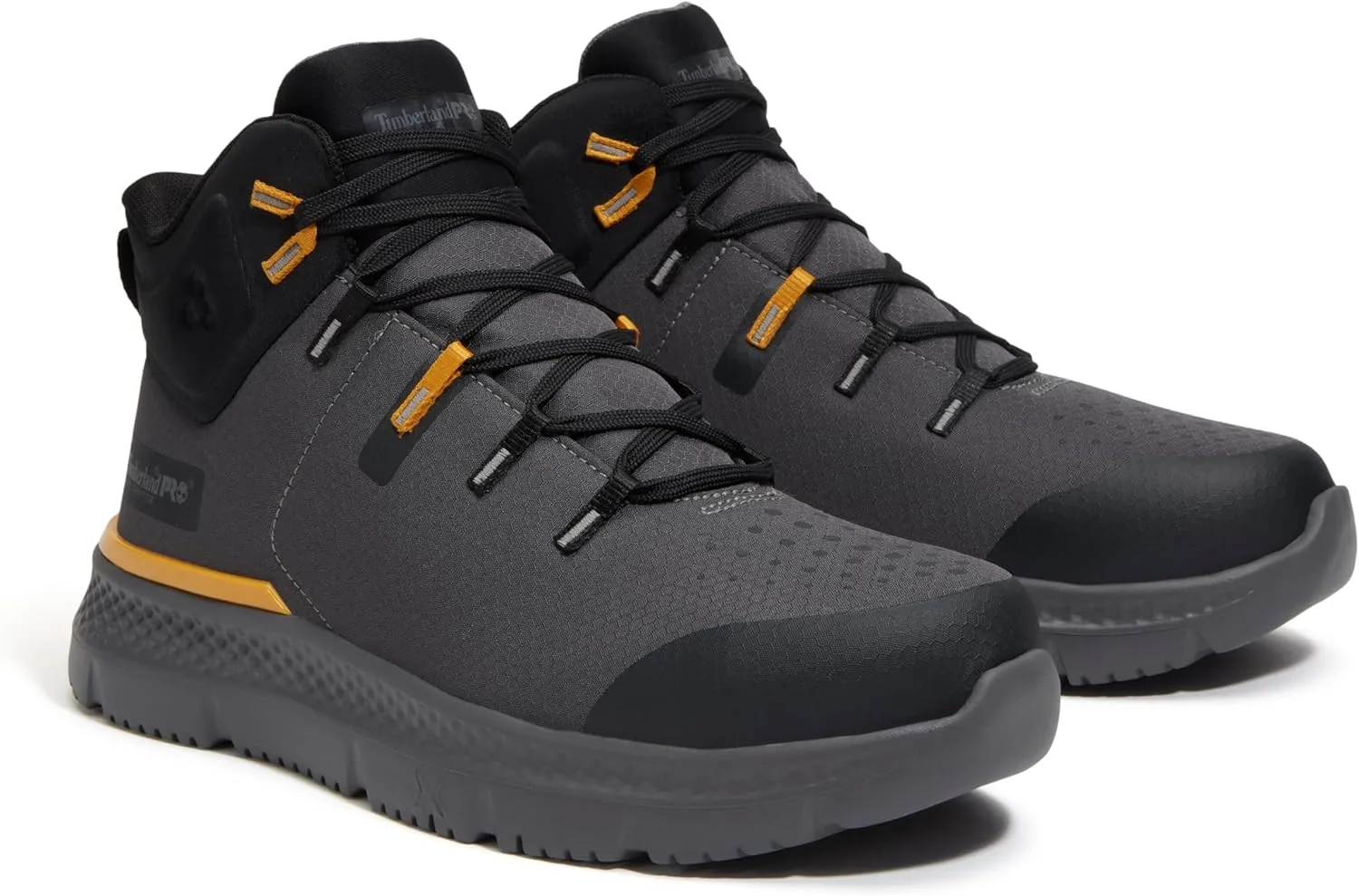 Мужские рабочие ботинки Timberland PRO Intercept Mid Steel с защитным носком и стальным носком, соответствующие протоколам и стандартам CSA, желтый/темно-серый — фото 2
