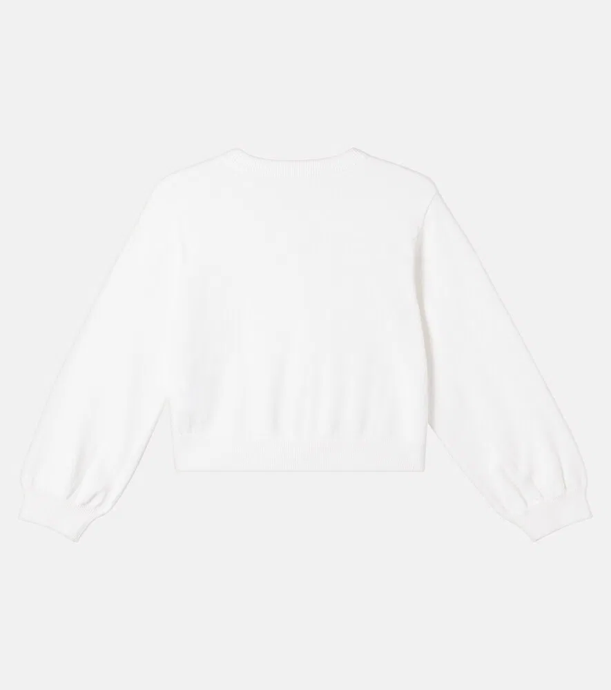 Хлопковый кардиган с цветочным принтом и оборками Stella McCartney Kids, белый — фото 3