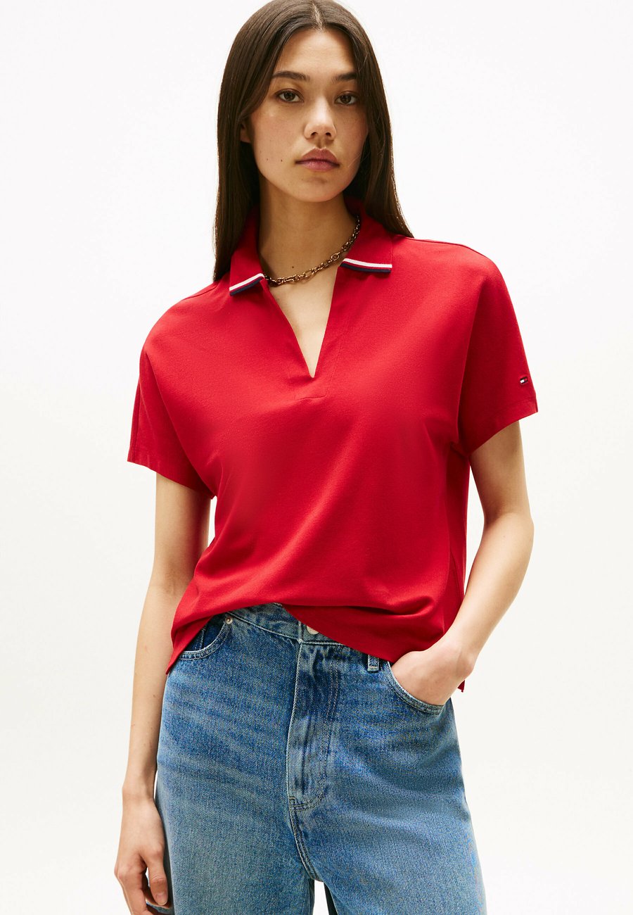 

Поло Tommy Hilfiger TIPPING OPEN, Medium Red/Red