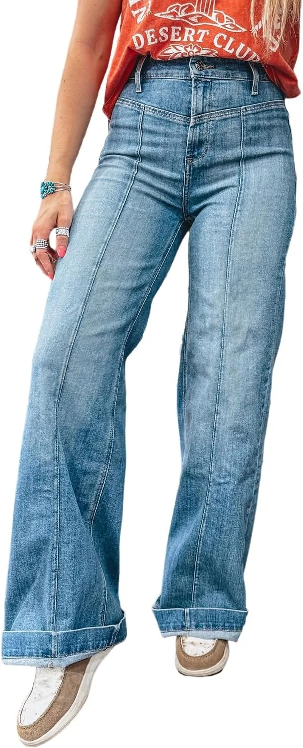 

SELINK Женские джинсы с высокой талией, прямые свободные