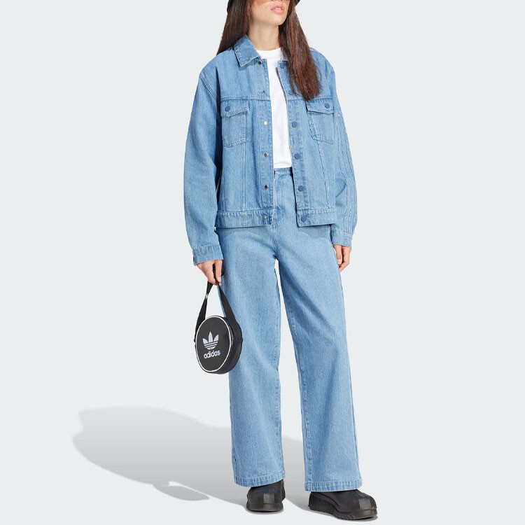 Женская джинсовая куртка Adidas Originals, цвет Light Blue — фото 4