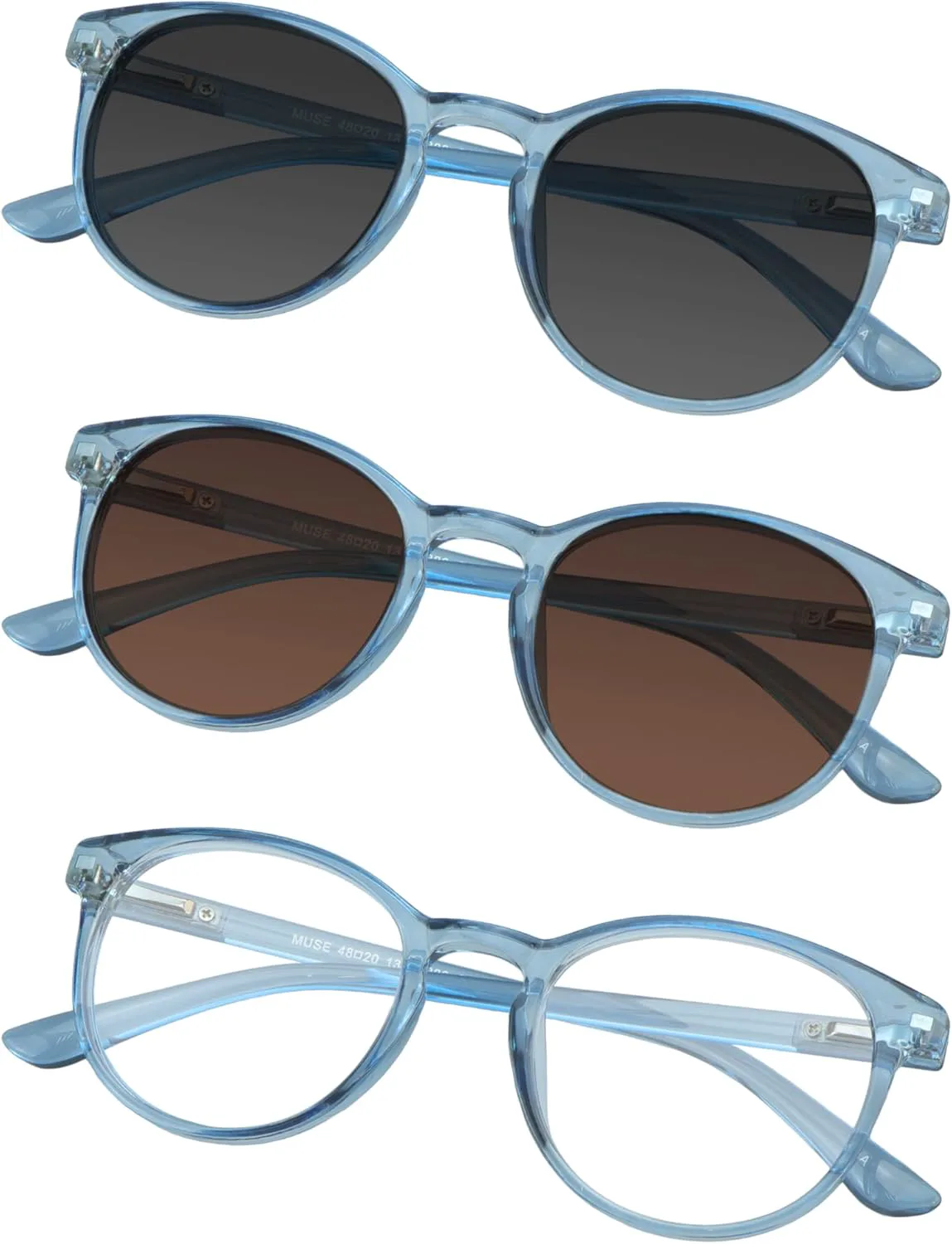 

Набор из 3 солнцезащитных очков для мужчин и женщин, солнцезащитные очки UV400 с линзами бежевого/серого цвета, блокирующие синий свет LAMBBAA, Muse_clear Blue