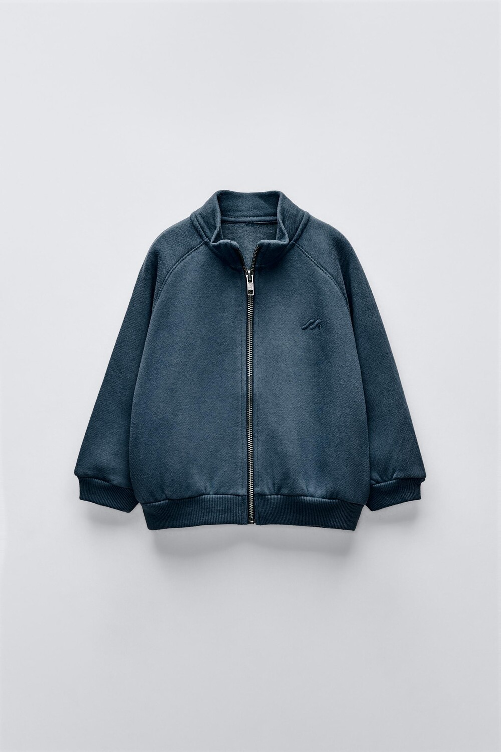 

Толстовка с вышивкой и молнией ZARA, темно-синий
