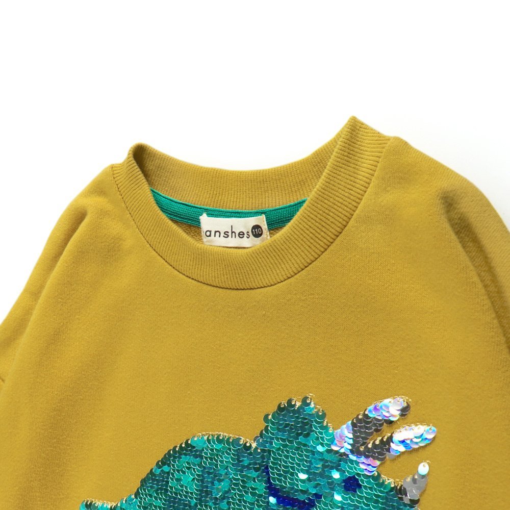 Флисовая толстовка с изображением динозавра и пайетками Branshes, mustard — фото 4