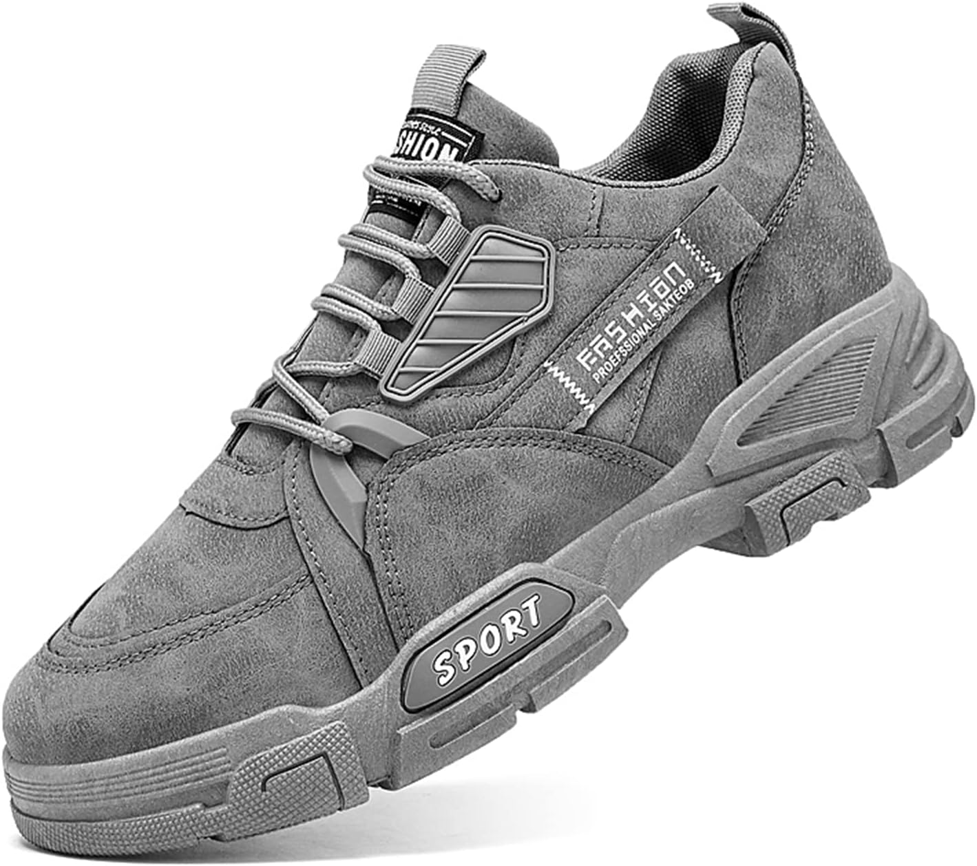 

Мужские повседневные спортивные туфли Cmadolrs на шнуровке, модные, с нескользящей подошвой, удобные для ходьбы, кожаные, серый