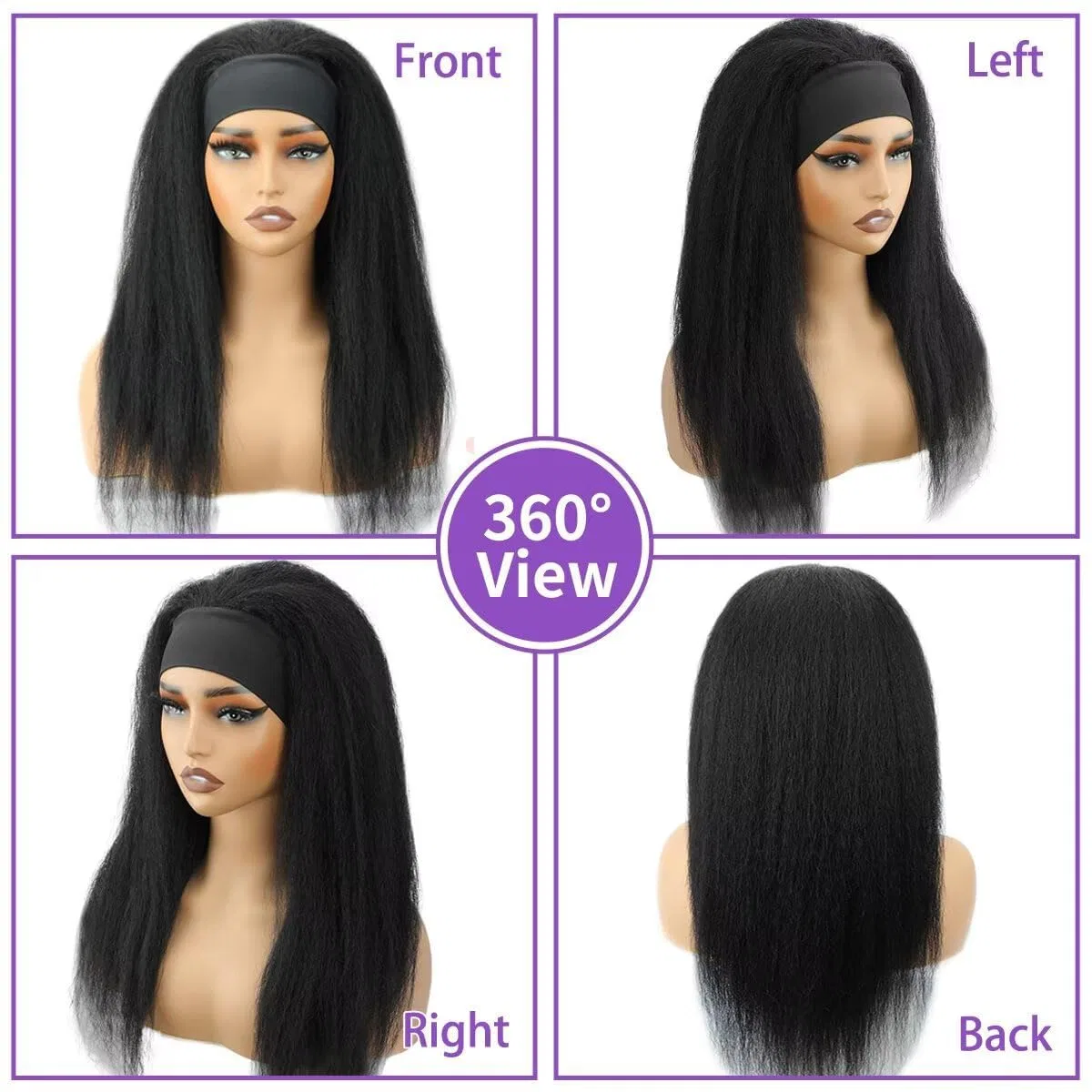 Женский парик-повязка из натуральных волос Yaki Straight, 20 дюймов Yavida — фото 3