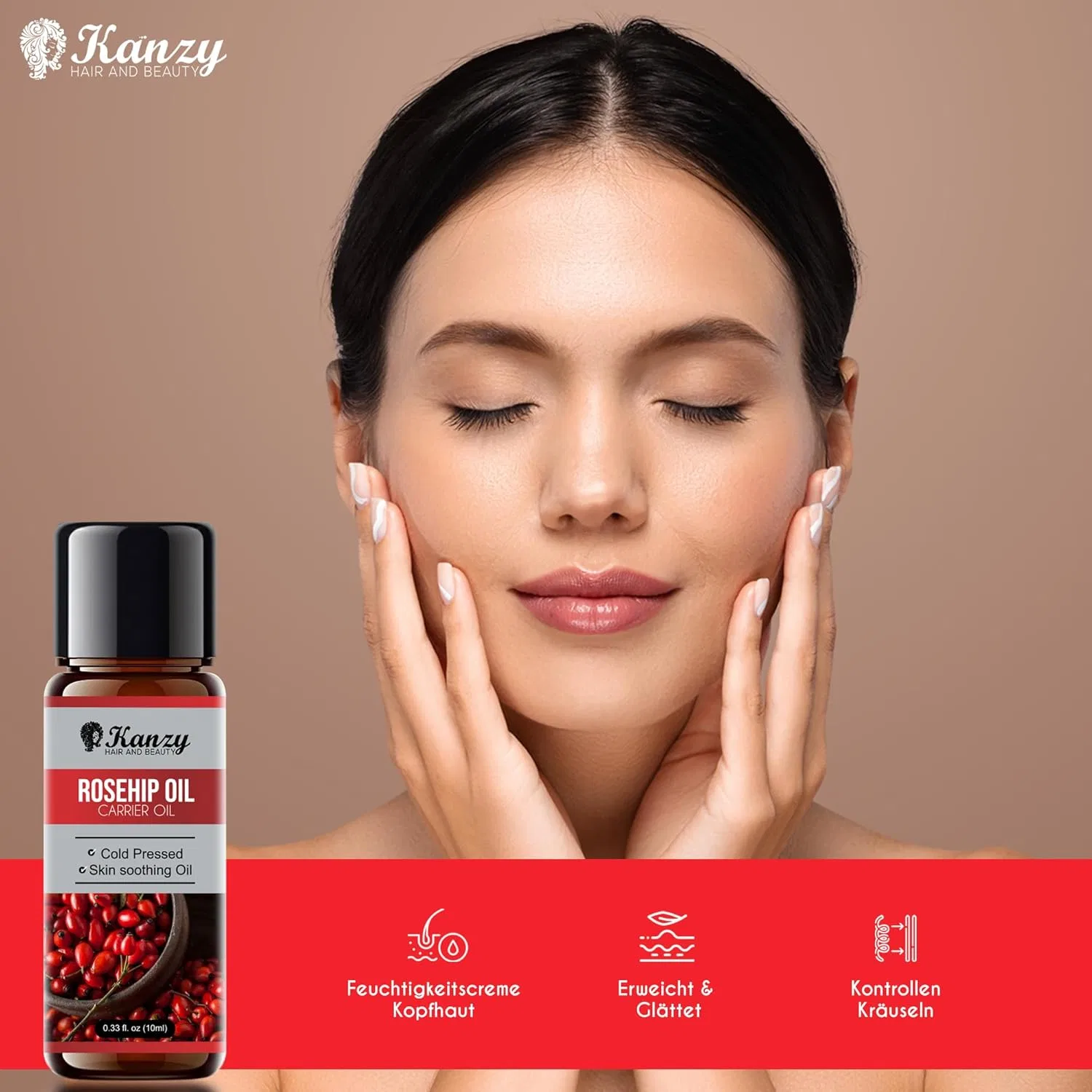 Масло для лица Kanzy Hair And Beauty — Масло шиповника холодного отжима от, 10 мл — фото 3