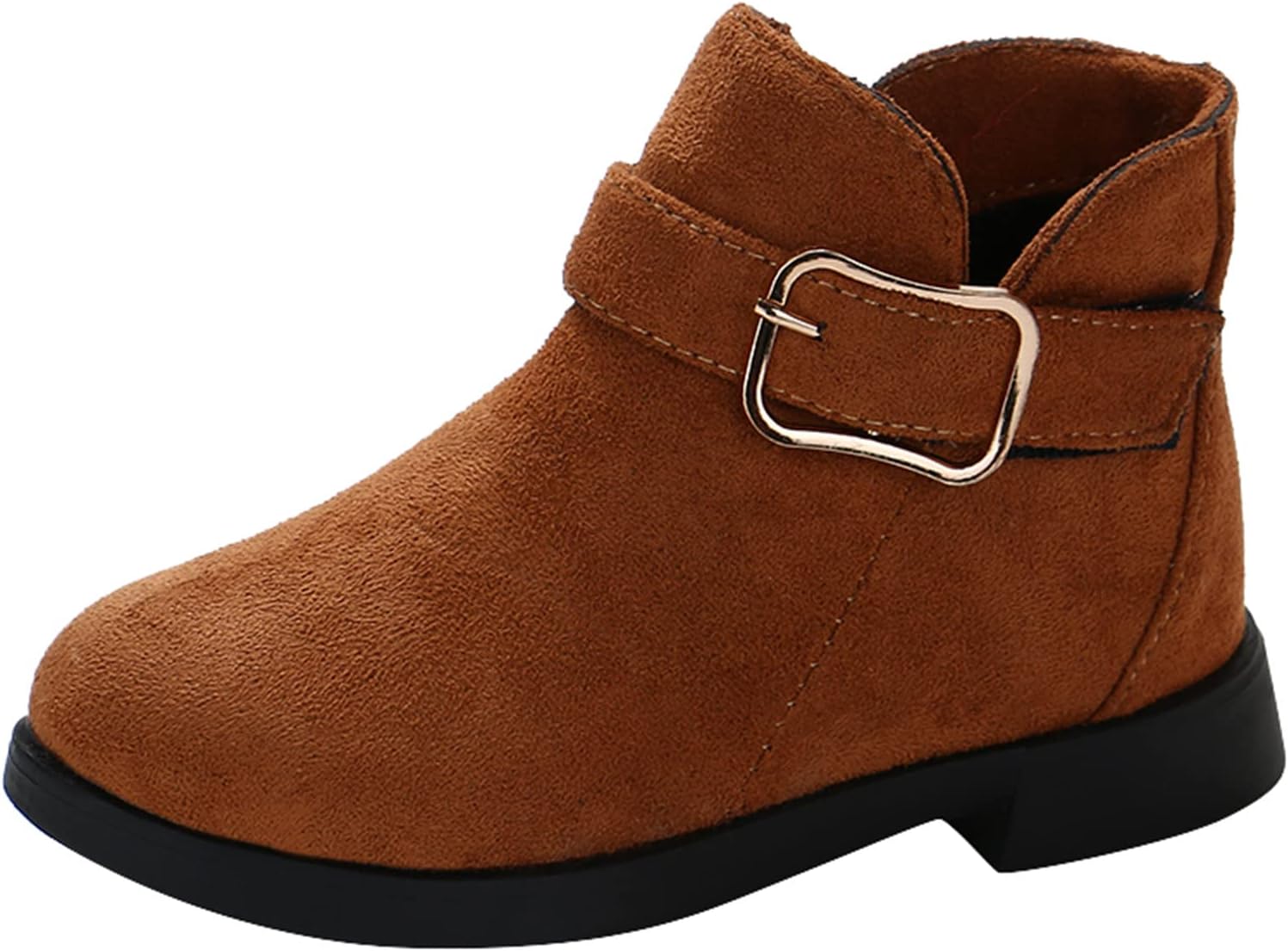 

Детские ботильоны на молнии сбоку, удобные короткие ботинки с низким каблуком, короткие платьевые ботинки, повседневная обувь для ходьбы, для маленьких и больших детей JEUROT, Brown