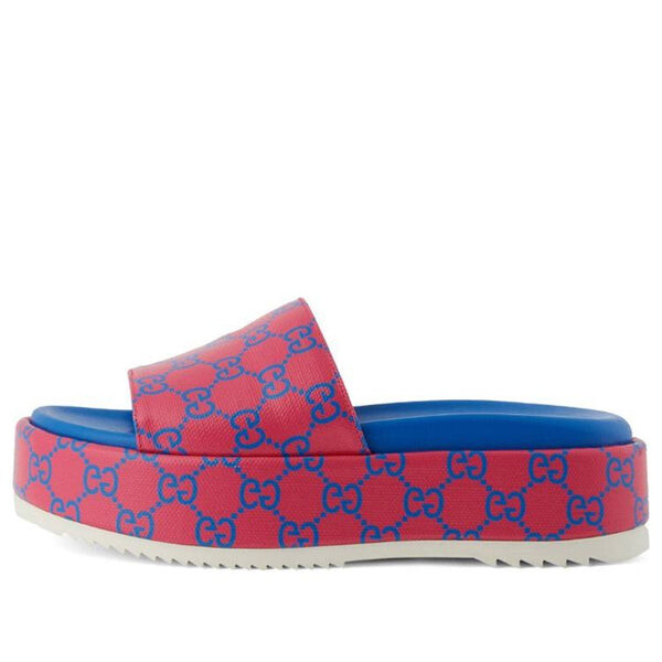 Сандалии platform slide sandal 'jumbo gg -fuchsia blue' Gucci, фиолетовый