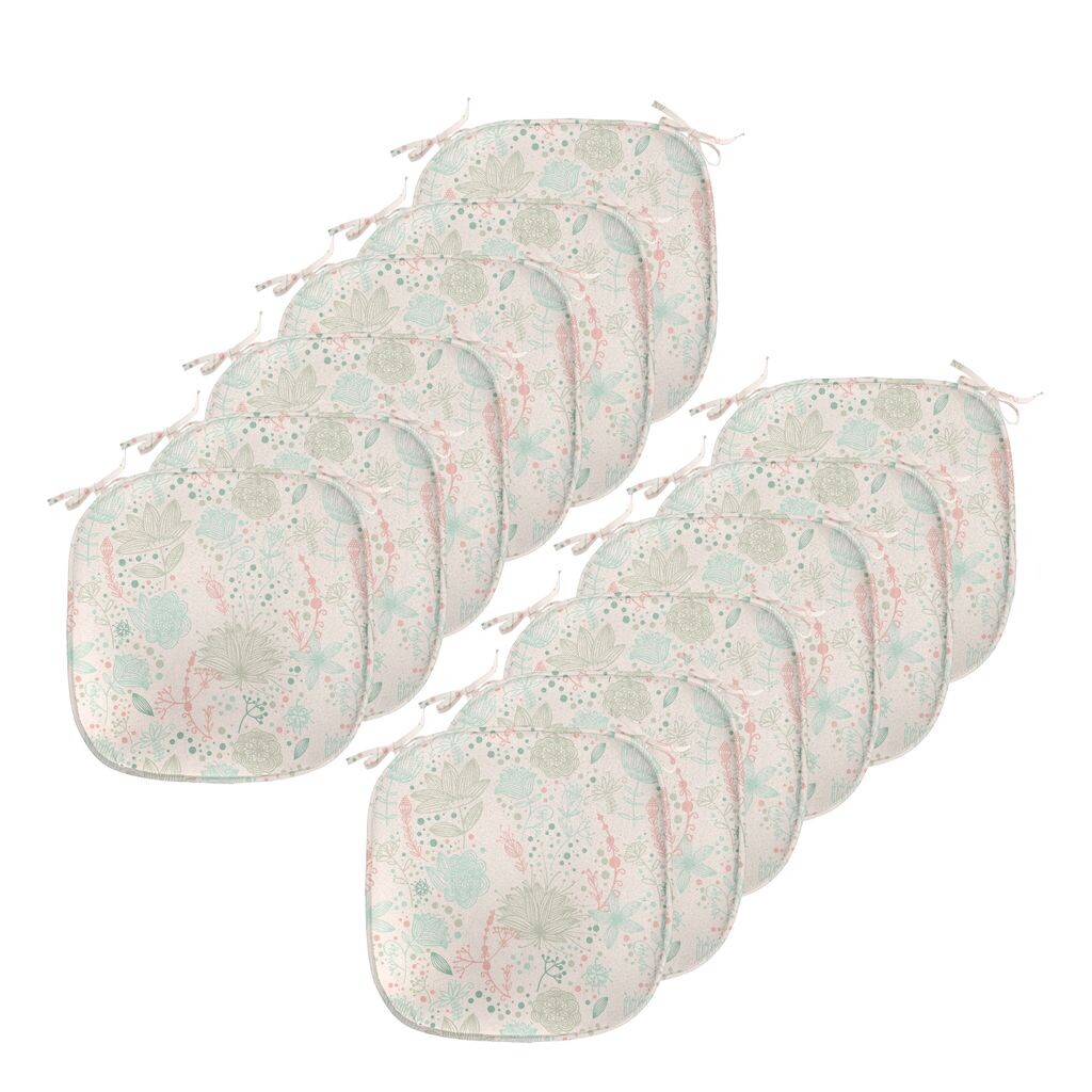 

Подушки на обеденный стул ABAKUHAUS с цветочным принтом, мягкие тона природы, декоративная водонепроницаемая подушка с ремнями для кухонных сидений, 40 см x 40 см — упаковка из 12 шт., бледно-зеленый, мятно-зеленый, белый