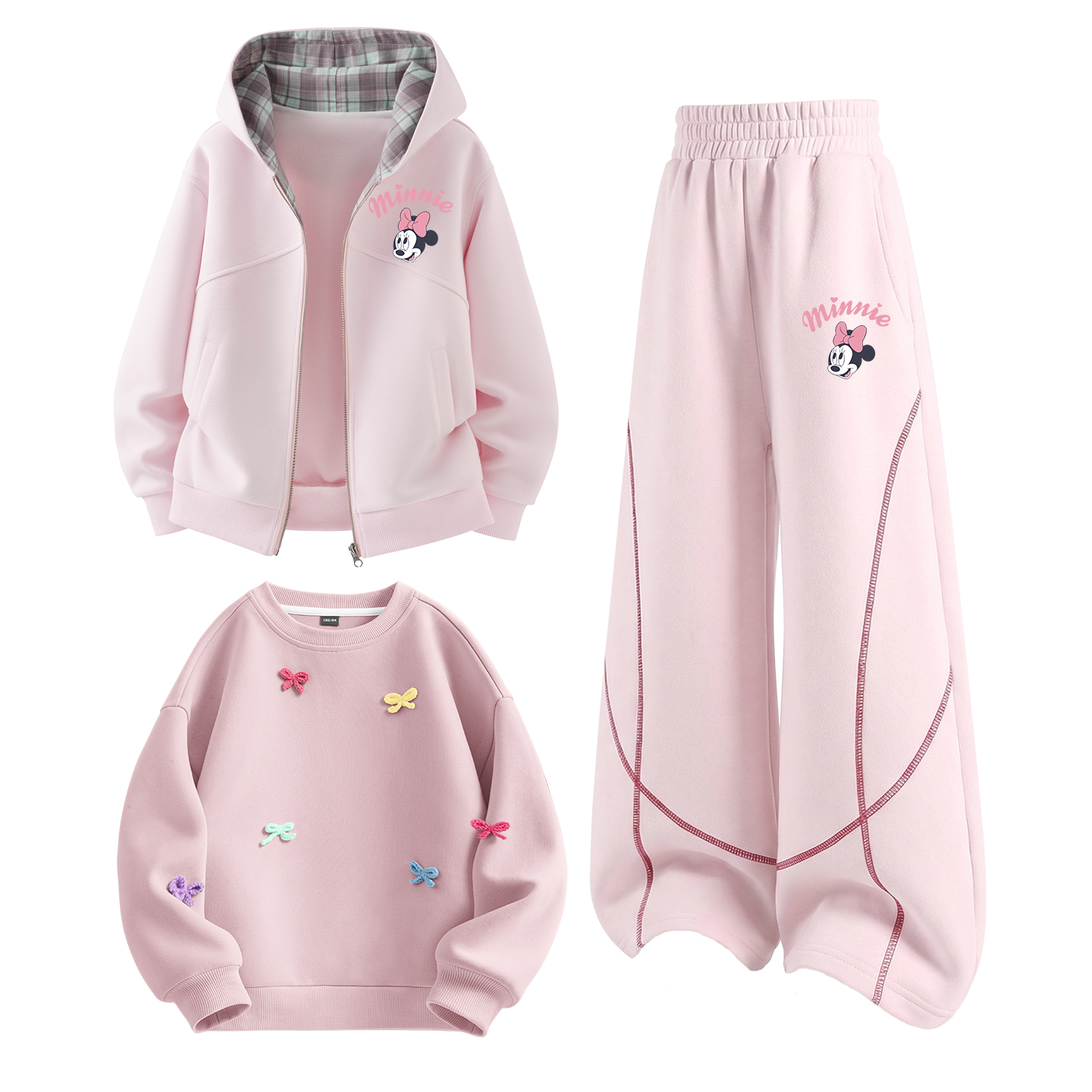 Детский спортивный комплект Casual из 3 предметов Disney, diheni k cherry blossom розовый+diheni k белый heather серый+solid color lotus розовый — фото 3