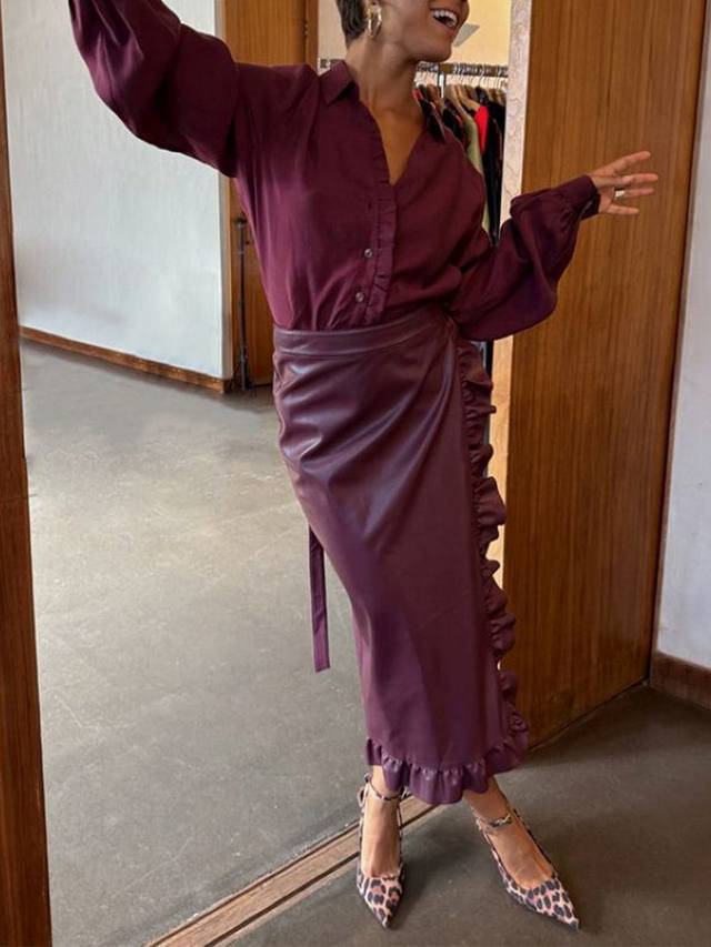 

Юбка с рюшами Jaspre с запахом Never Fully Dressed, Burgundy