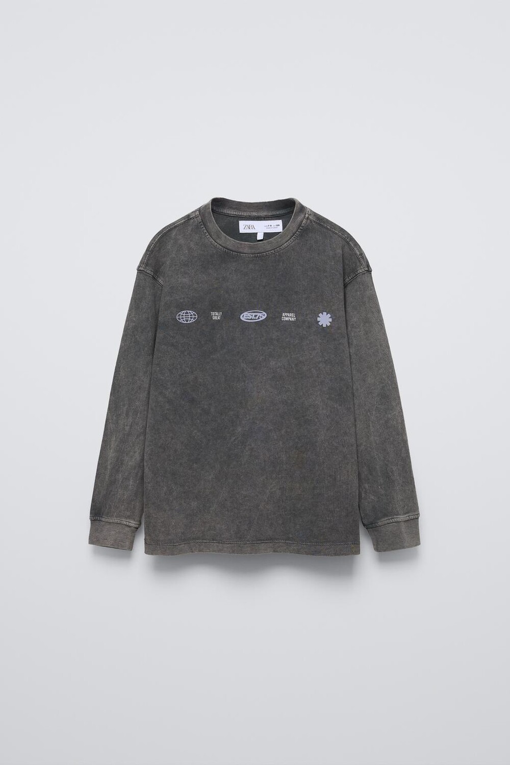 

Футболка с эффектом выцветания ZARA, выцветший черный