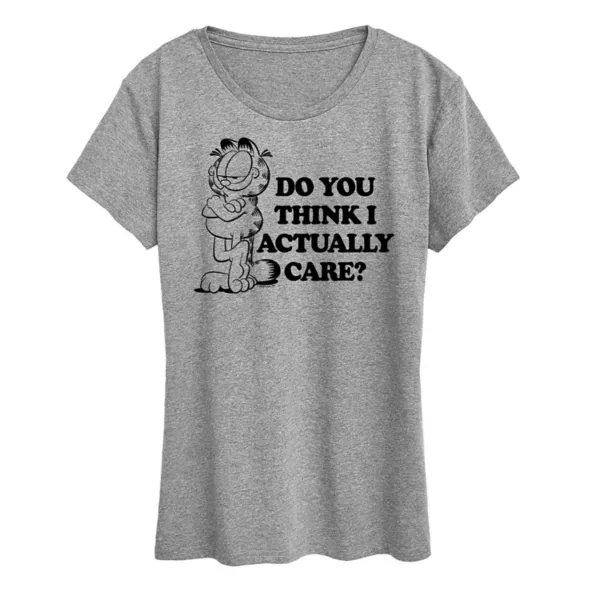 

Женская футболка Garfield "А тебе кажется, что мне не плевать" Licensed Character, серый
