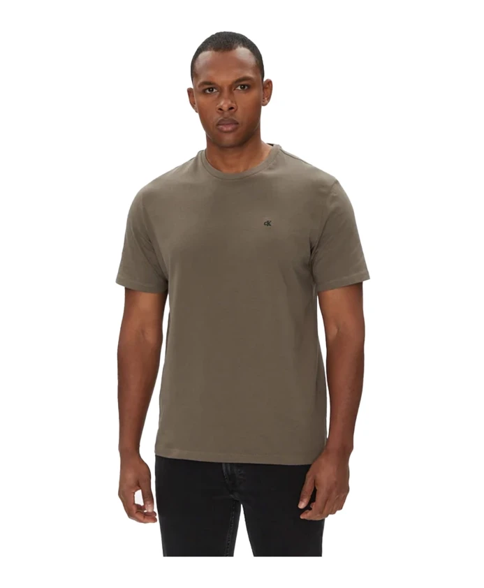 

Футболка с коротким рукавом, коричневая, с вышитым логотипом. Calvin Klein, зеленый