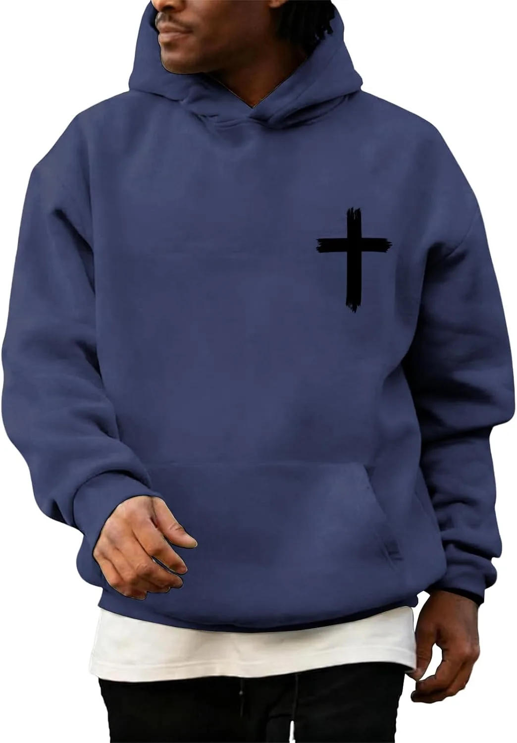 

Мужская худи Christian с принтом в виде креста, длинный рукав, с карманом FQZWONG